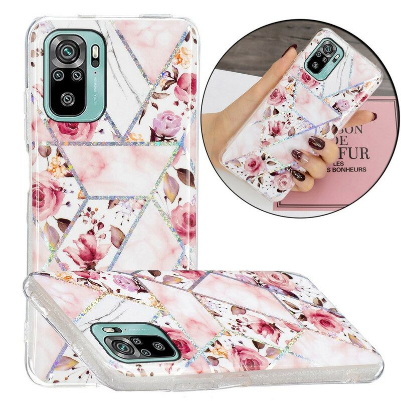 Cover Poco M5s Fiori Marmorizzati