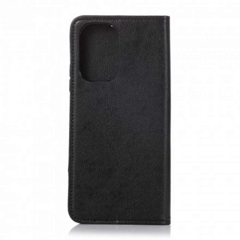 Folio Cover Poco M5s Custodia in pelle Crosta Di Cuoio Litchi