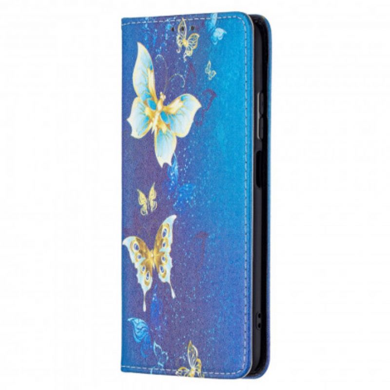 Folio Cover Poco M5s Custodia in pelle Farfalle Colorate