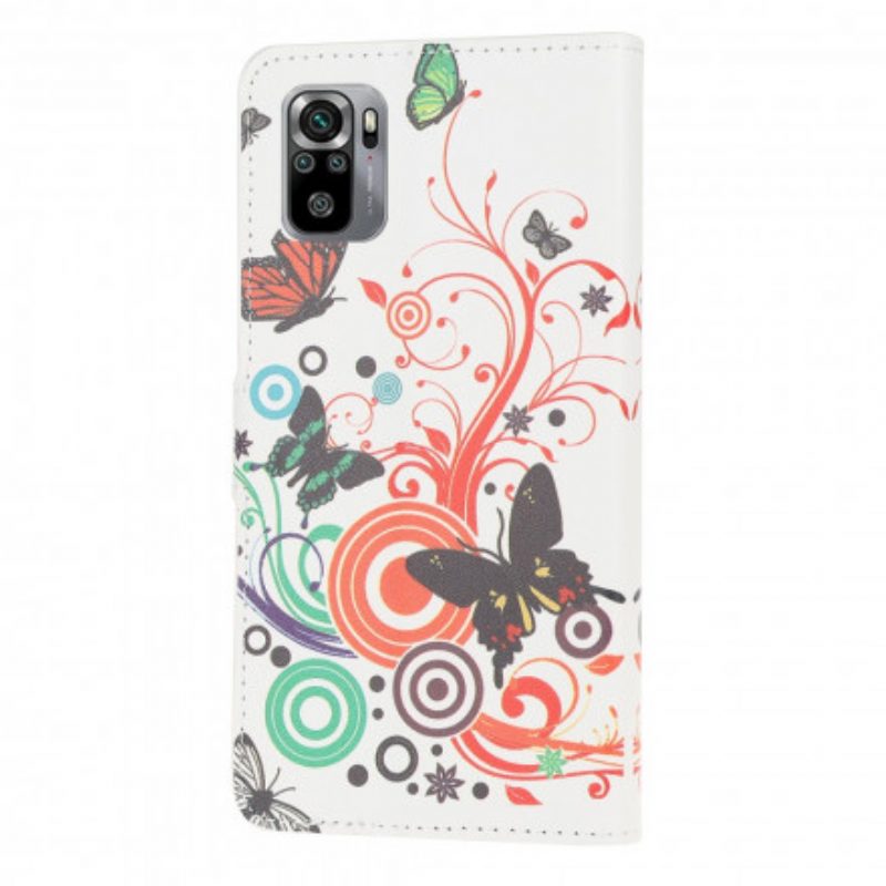 Folio Cover Poco M5s Farfalle E Fiori