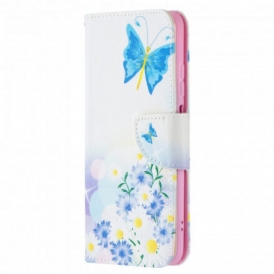 Folio Cover Poco M5s Farfalle E Fiori Dipinti