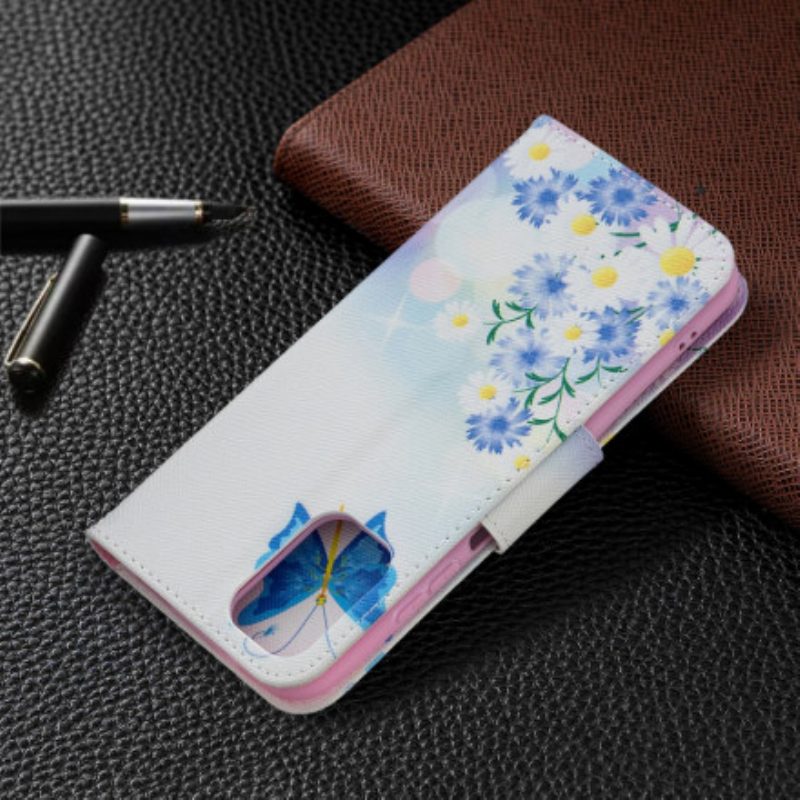 Folio Cover Poco M5s Farfalle E Fiori Dipinti