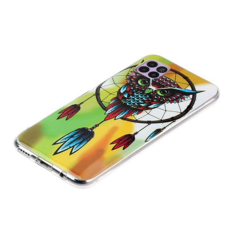 Cover Huawei P40 Lite Acchiappasogni Gufo Fluorescente