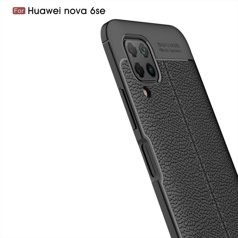 Cover Huawei P40 Lite Doppia Linea Litchi Effetto Pelle