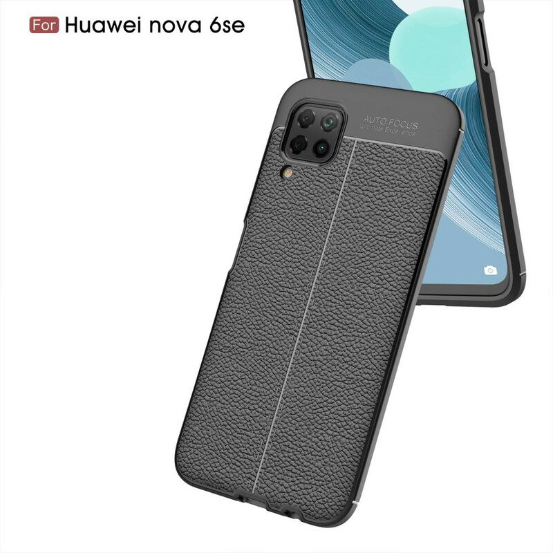 Cover Huawei P40 Lite Doppia Linea Litchi Effetto Pelle