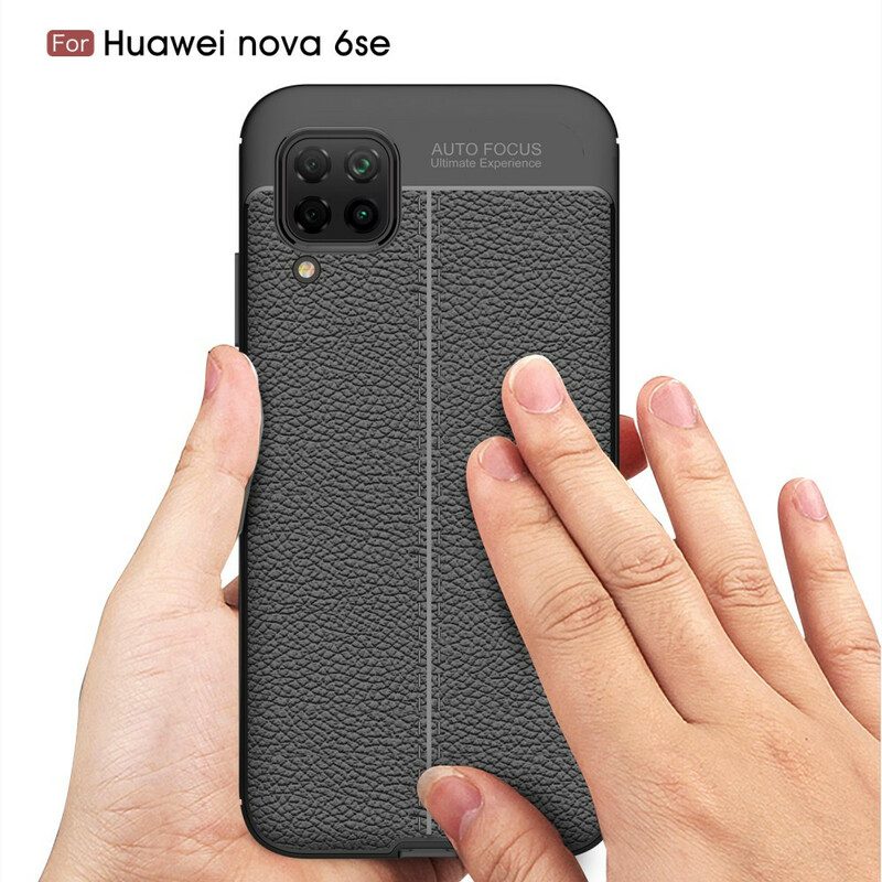 Cover Huawei P40 Lite Doppia Linea Litchi Effetto Pelle