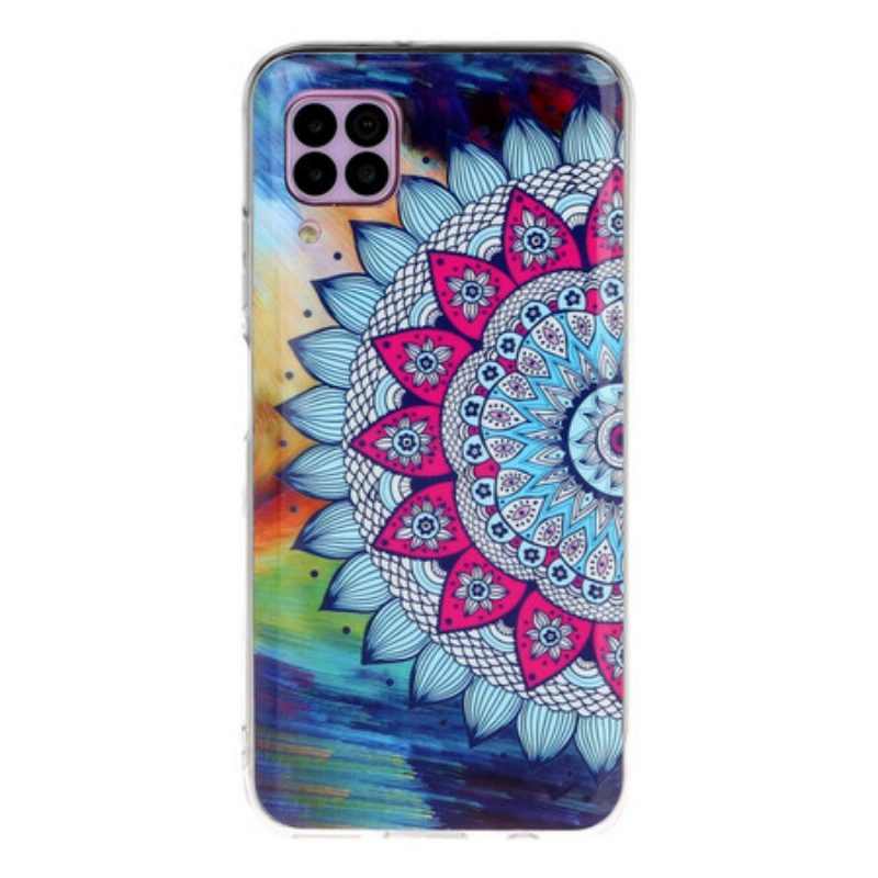 Cover Huawei P40 Lite Mandala Gufo Fluorescente