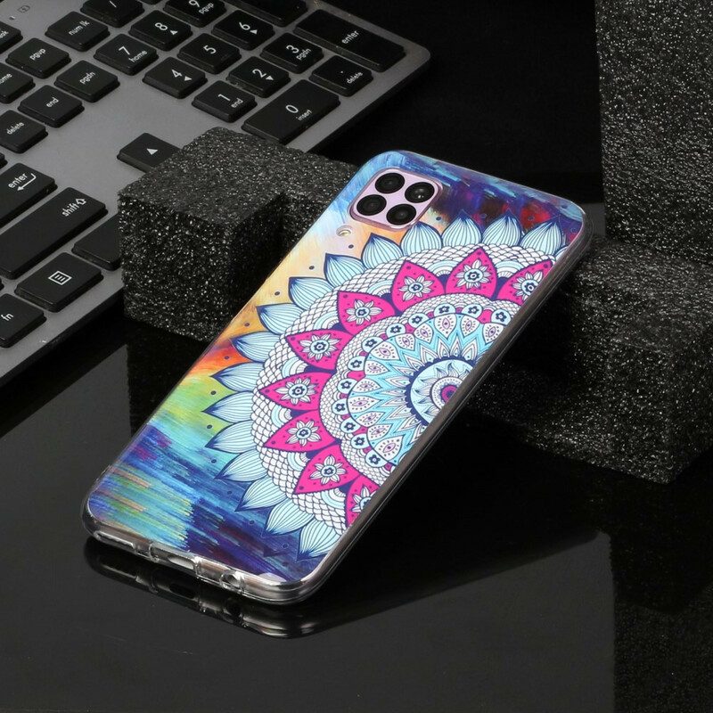 Cover Huawei P40 Lite Mandala Gufo Fluorescente