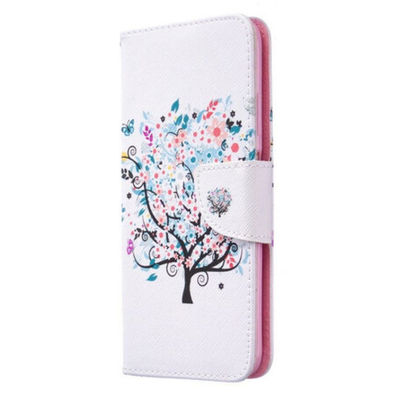 Custodia in pelle Huawei P40 Lite Albero Fiorito