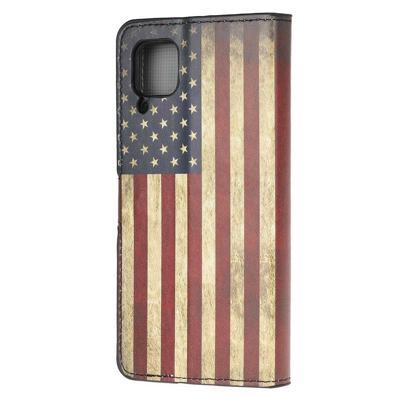 Custodia in pelle Huawei P40 Lite Bandiera Americana