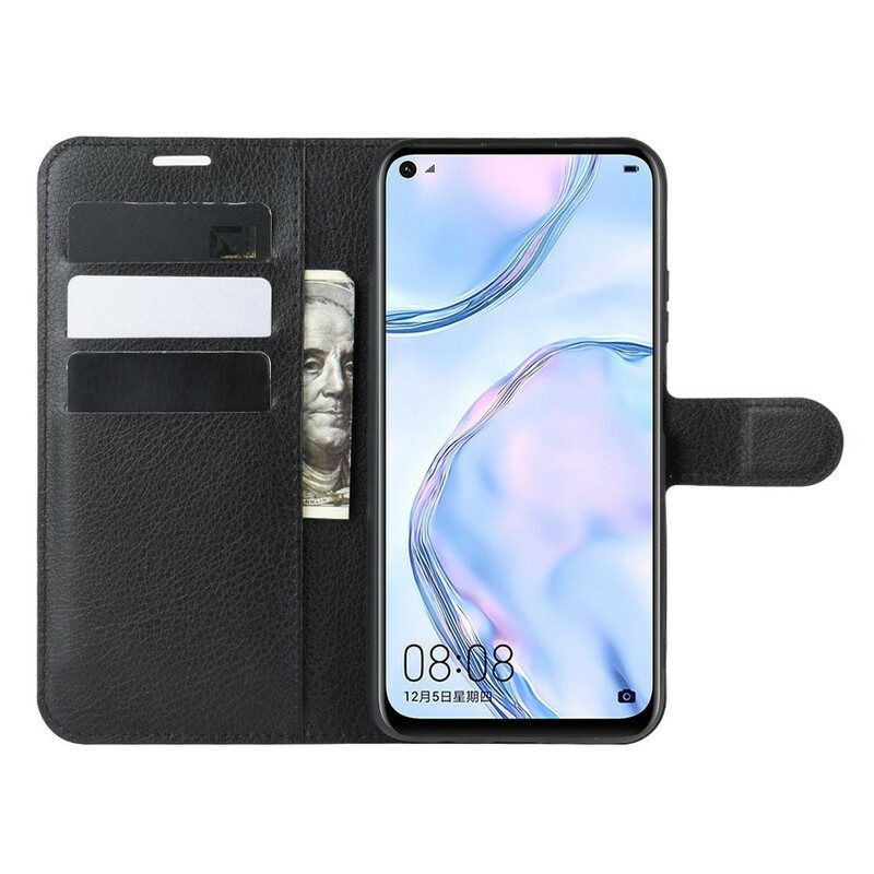 Custodia in pelle Huawei P40 Lite Classica Ecopelle Litchi