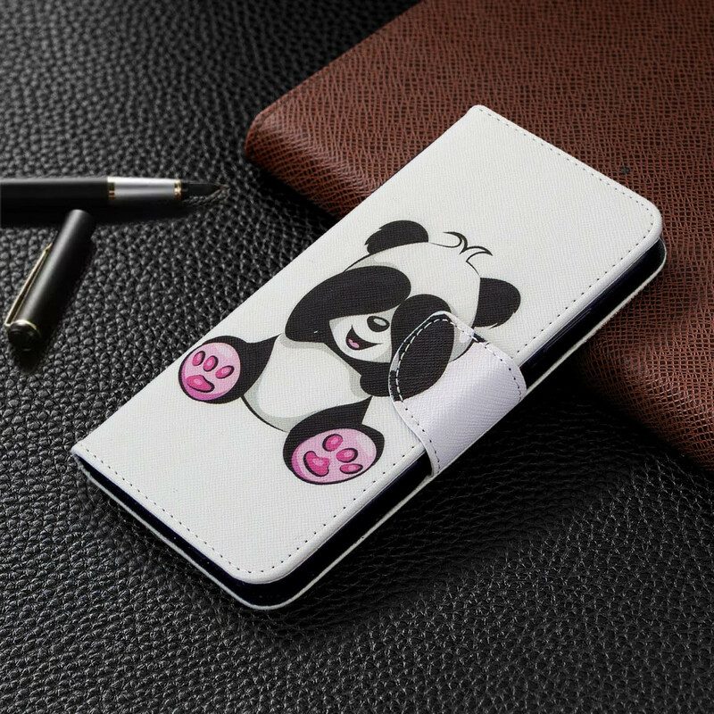 Custodia in pelle Huawei P40 Lite Divertimento Panda