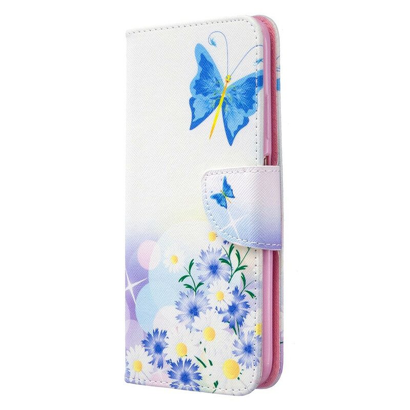 Custodia in pelle Huawei P40 Lite Farfalle E Fiori Dipinti