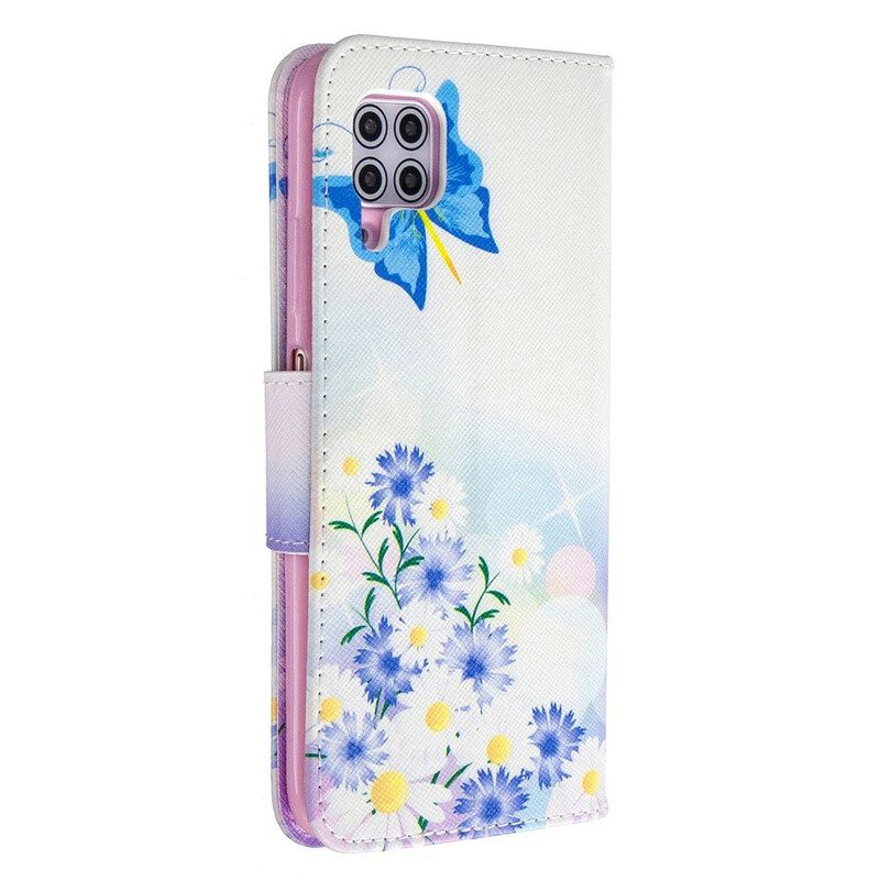 Custodia in pelle Huawei P40 Lite Farfalle E Fiori Dipinti