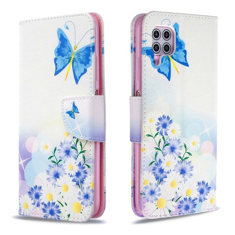 Custodia in pelle Huawei P40 Lite Farfalle E Fiori Dipinti