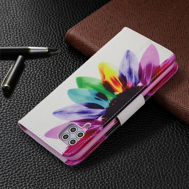 Custodia in pelle Huawei P40 Lite Fiore Dell'acquerello