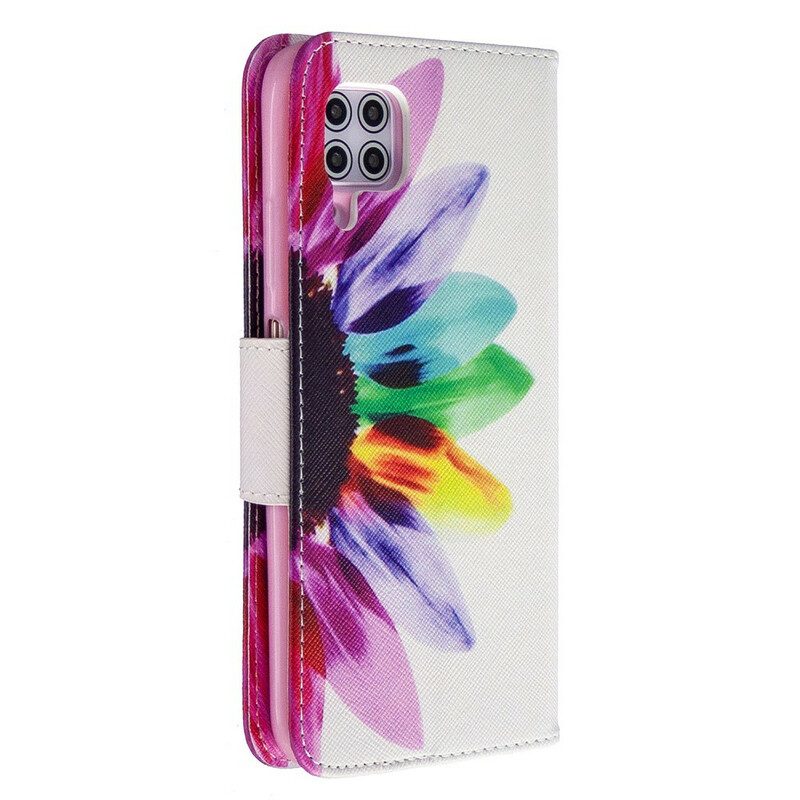 Custodia in pelle Huawei P40 Lite Fiore Dell'acquerello