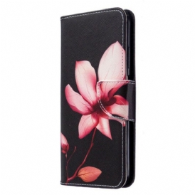 Custodia in pelle Huawei P40 Lite Fiore Rosa