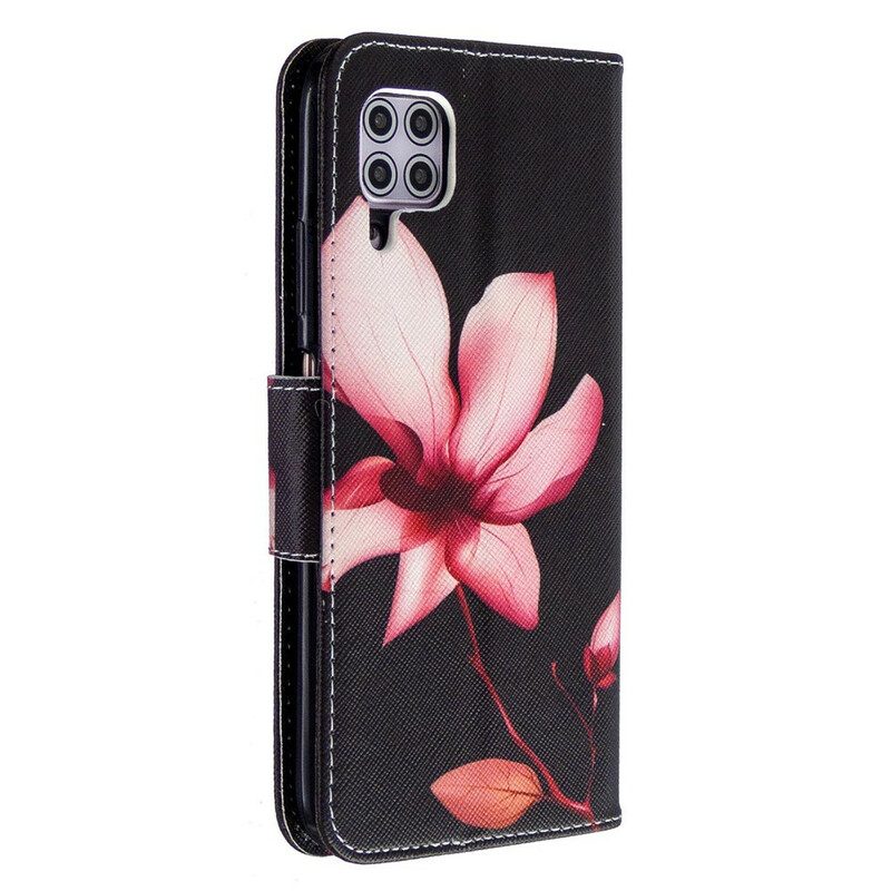 Custodia in pelle Huawei P40 Lite Fiore Rosa