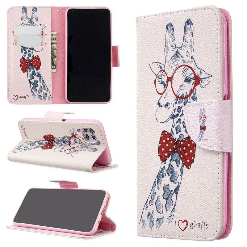 Custodia in pelle Huawei P40 Lite Giraffa Intelligente