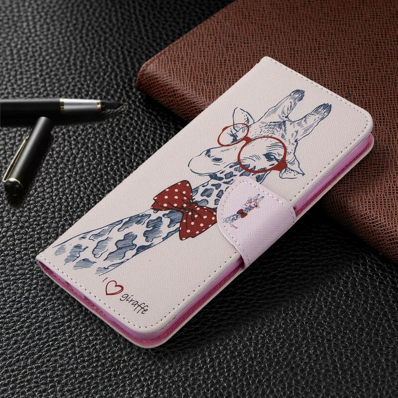 Custodia in pelle Huawei P40 Lite Giraffa Intelligente