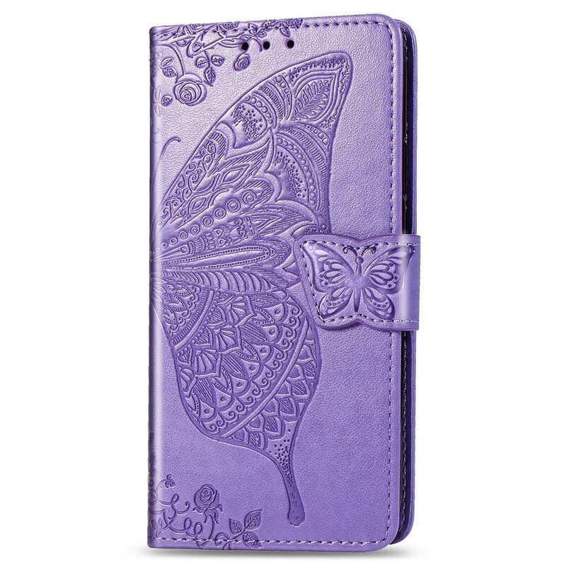 Custodia in pelle Huawei P40 Lite Mezze Farfalle