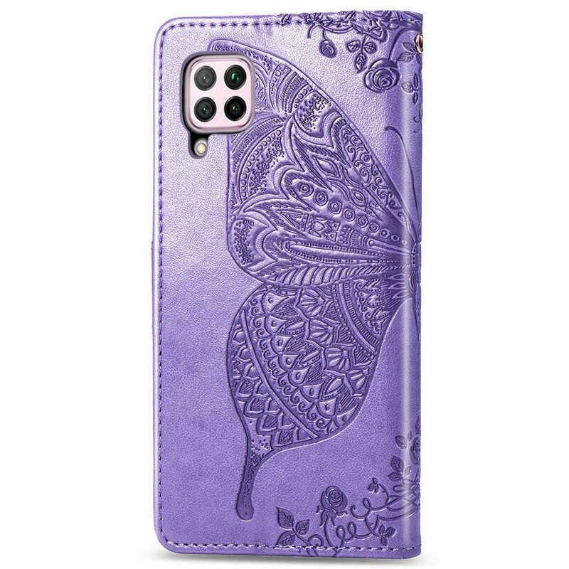 Custodia in pelle Huawei P40 Lite Mezze Farfalle