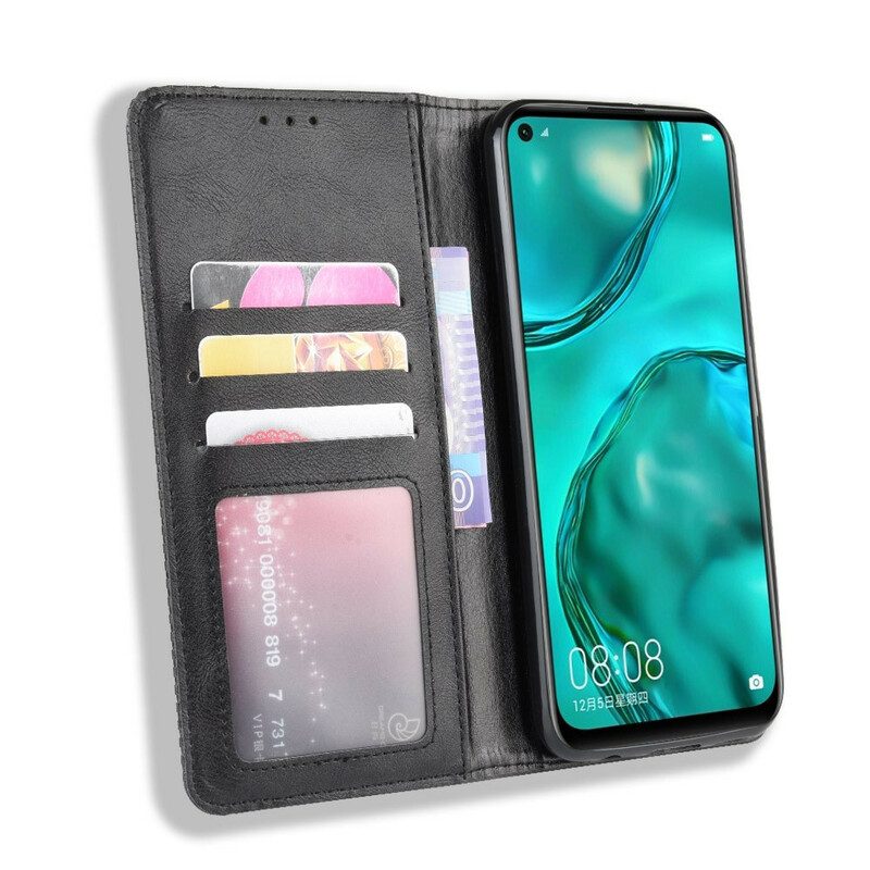 Folio Cover Huawei P40 Lite Custodia in pelle Effetto Pelle Vintage Stilizzato