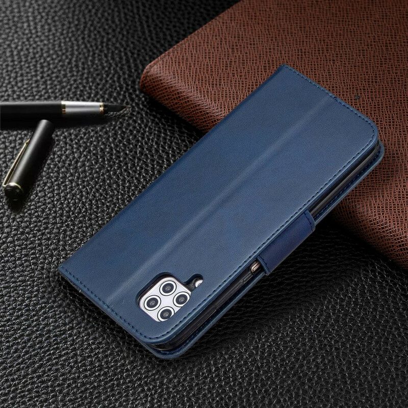 Folio Cover Huawei P40 Lite Custodia in pelle Lembo Liscio Obliquo