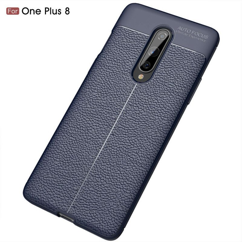 Cover OnePlus 8 Doppia Linea Litchi Effetto Pelle