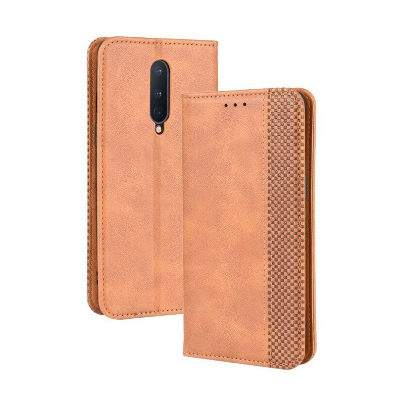 Folio Cover OnePlus 8 Custodia in pelle Effetto Pelle Vintage Stilizzato