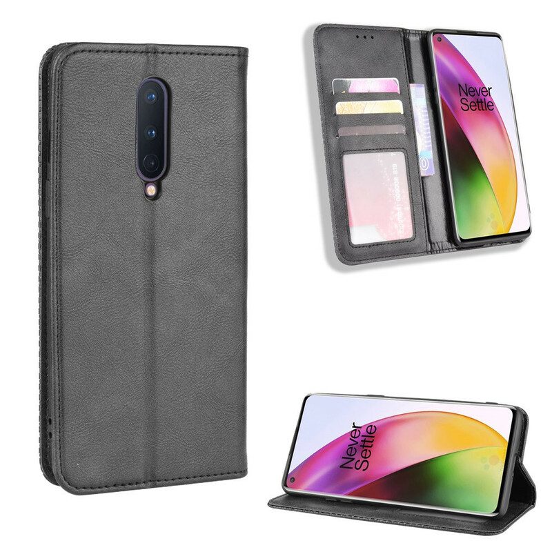 Folio Cover OnePlus 8 Custodia in pelle Effetto Pelle Vintage Stilizzato