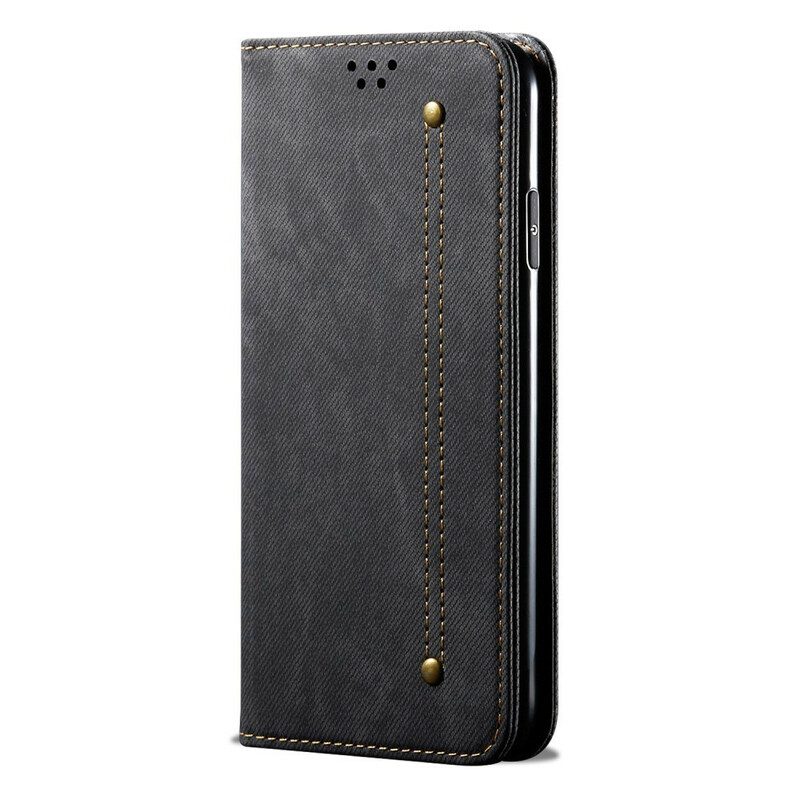 Folio Cover OnePlus 8 Custodia in pelle Trama Di Jeans In Ecopelle