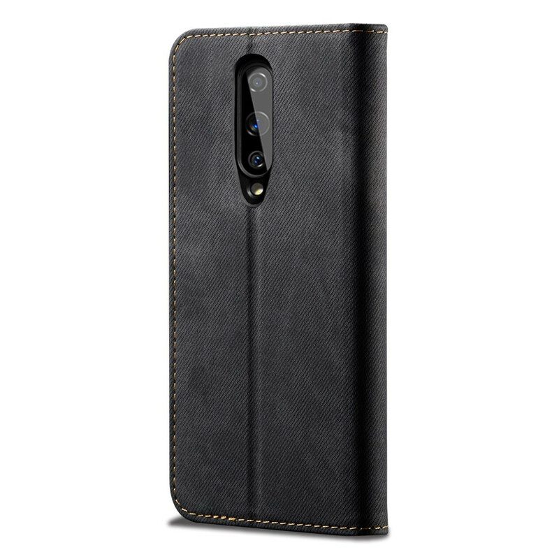 Folio Cover OnePlus 8 Custodia in pelle Trama Di Jeans In Ecopelle