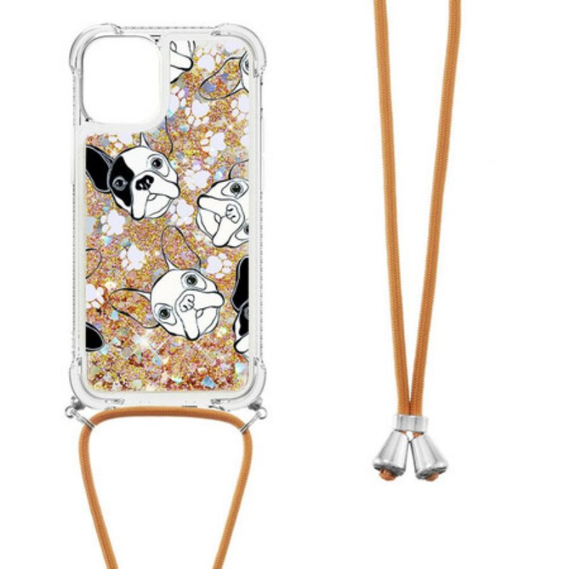 Cover iPhone 13 Pro Cani Con Coulisse Di Paillettes