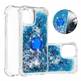 Cover iPhone 13 Pro Paillettes Con Supporto Ad Anello