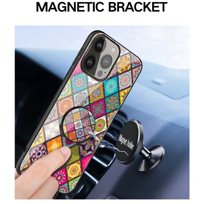 Cover iPhone 13 Pro Supporto Magnetico Patchwork