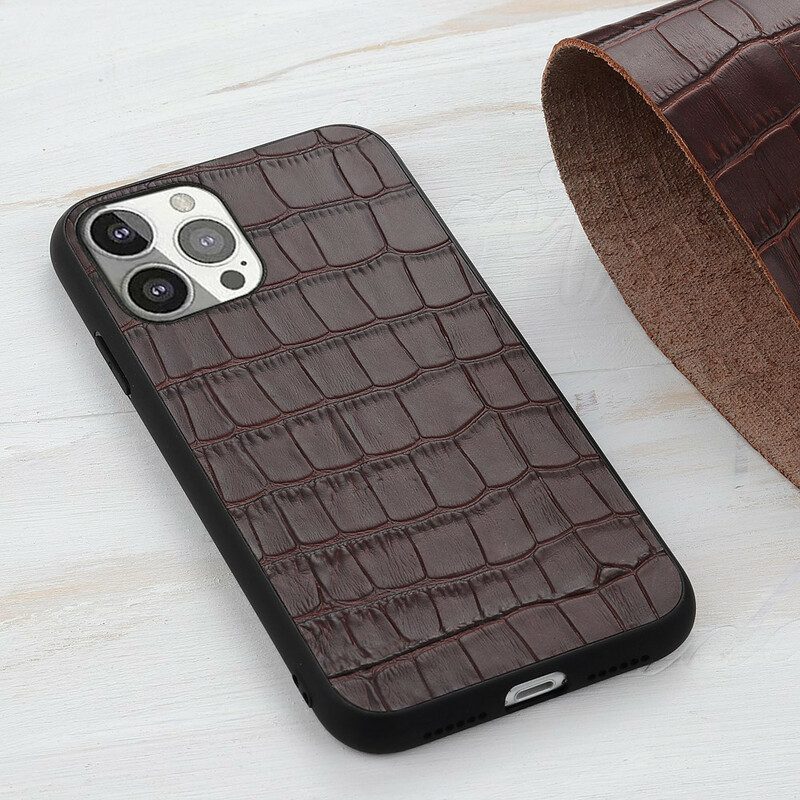 Cover iPhone 13 Pro Vera Pelle Di Coccodrillo