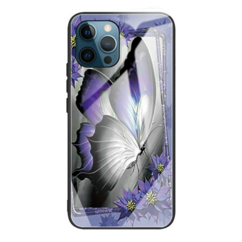 Cover iPhone 13 Pro Vetro Temperato Farfalla Viola