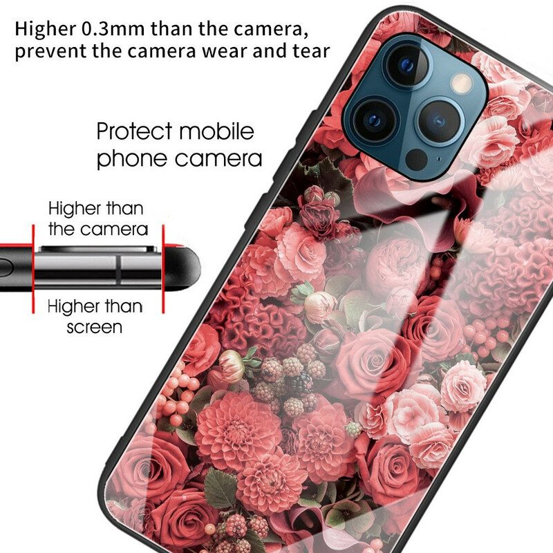 Cover iPhone 13 Pro Vetro Temperato Rose Flowers