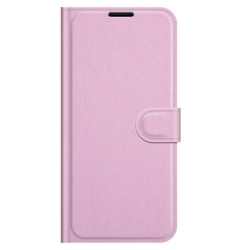 Custodia A Portafoglio iPhone 13 Pro Classico Effetto Pelle Litchi