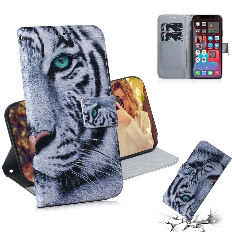 Custodia in pelle iPhone 13 Pro Faccia Da Tigre