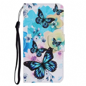 Custodia in pelle iPhone 13 Pro Farfalle E Fiori Estivi