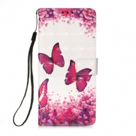 Custodia in pelle iPhone 13 Pro Farfalle Rosse