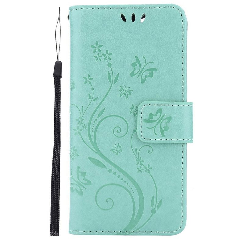 Custodia in pelle iPhone 13 Pro Fiori Grafici Strappy