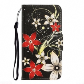 Custodia in pelle iPhone 13 Pro Fiori Strappy Colorati