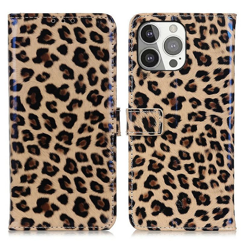 Custodia in pelle iPhone 13 Pro Leopardo