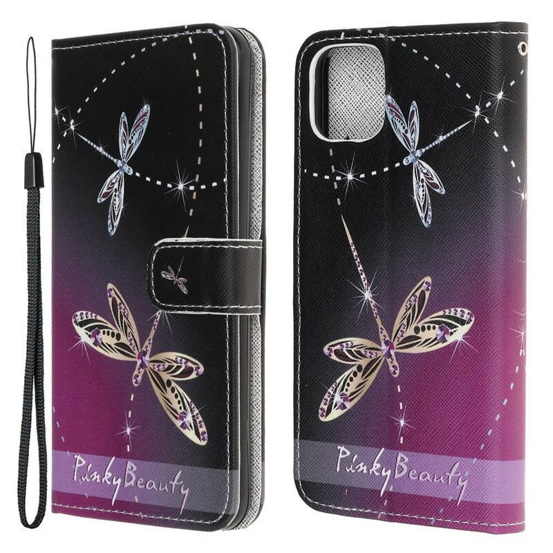 Custodia in pelle iPhone 13 Pro Libellule Strappy