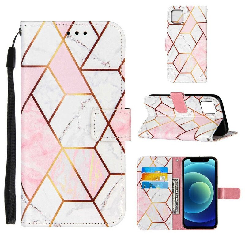 Custodia in pelle iPhone 13 Pro Marmo Geometrico