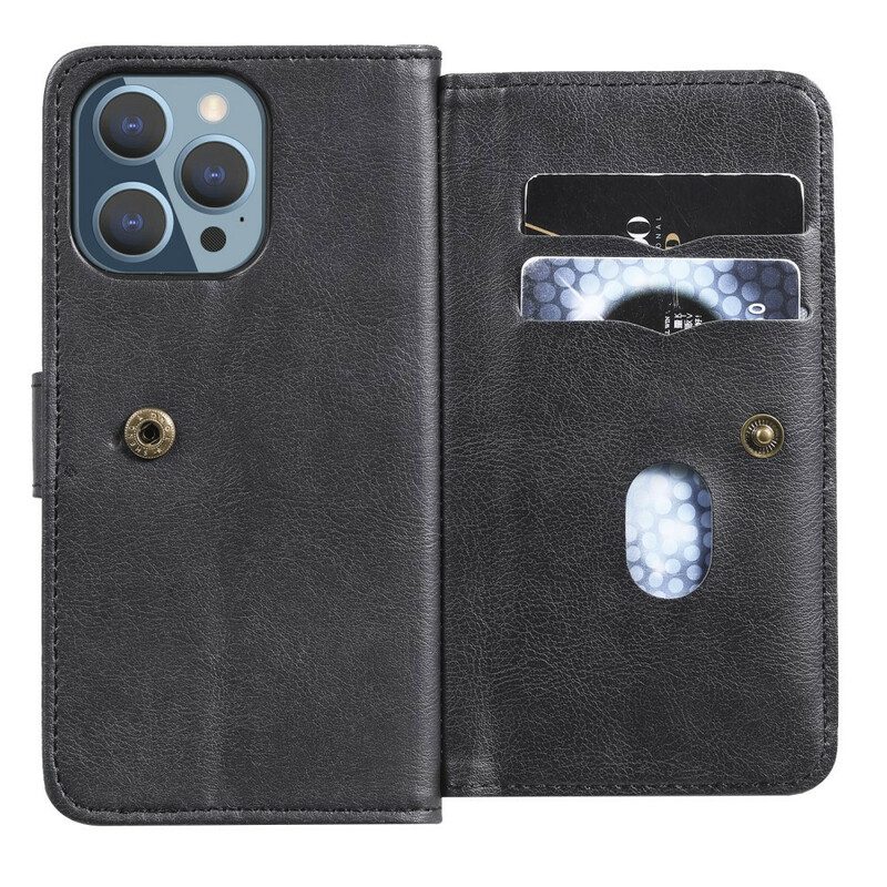 Custodia in pelle iPhone 13 Pro Portacarte Multifunzione Da 10 Carte